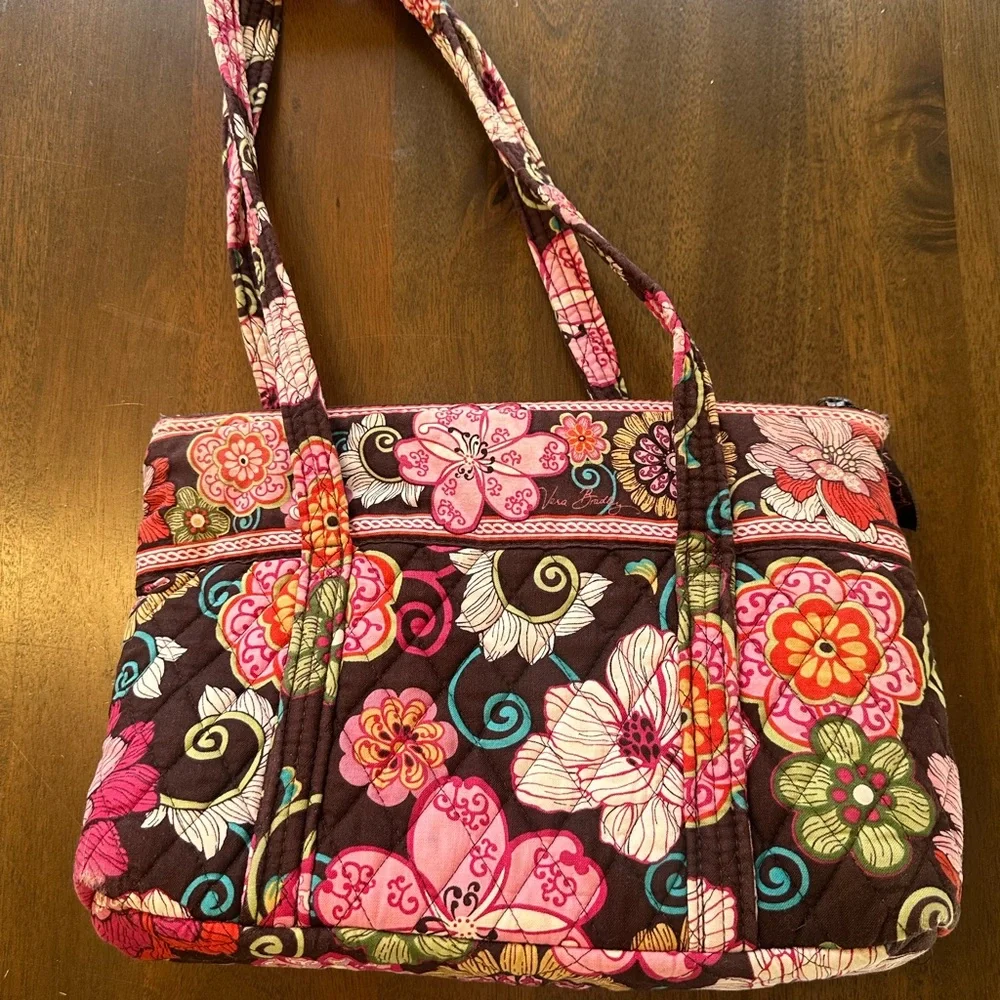 Vera Bradley Mod Floral Shoulder Bag in Brown and Pink - retired print - Picture 4 of 7
